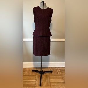 Diane von Furstenberg Crochet Lace Peplum Waist Shift Dress in Wine Size 12